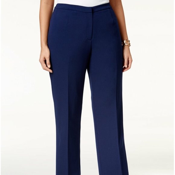 Plus Size Straight-Leg Modern Crepe Dress Pants - Picture 1 of 4